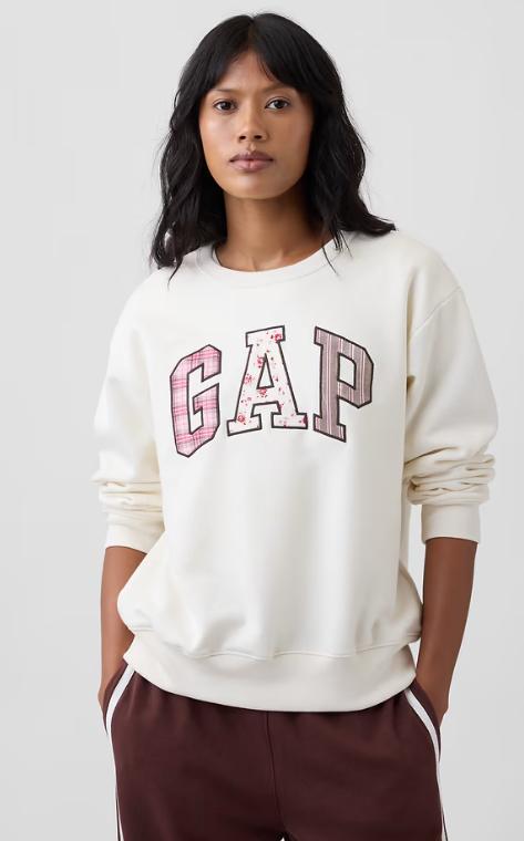 Moletom Feminino GAP Logo Floral Patchwork Off-White - Tam: G