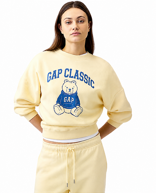 Moletom Feminino GAP Classic Bear Amarelo - Tam: M