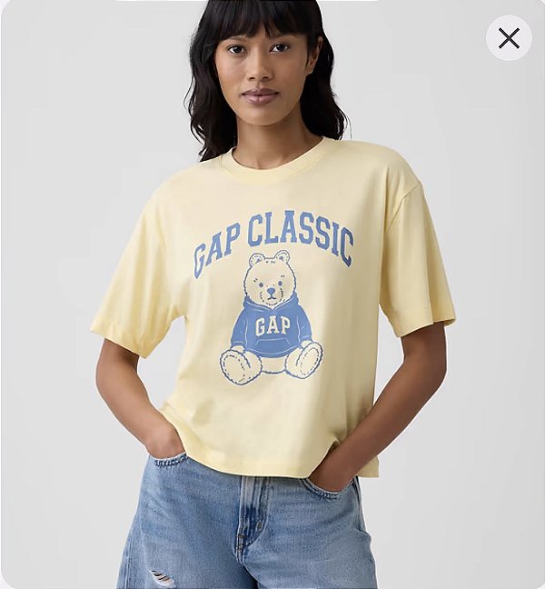 Camiseta Feminina GAP Classic Bear Amarela - Tam:GG