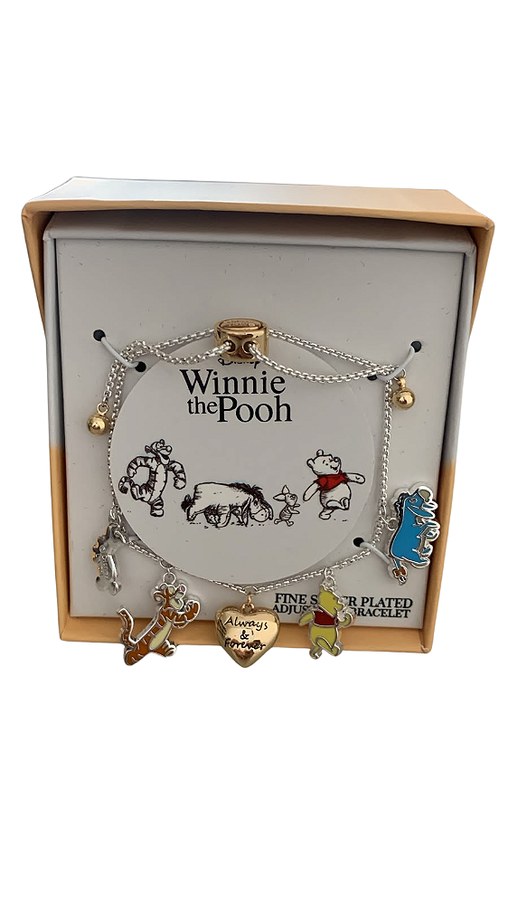 Pulseira Disney Winnie the Pooh Always & Forever Ajustável com Pingentes