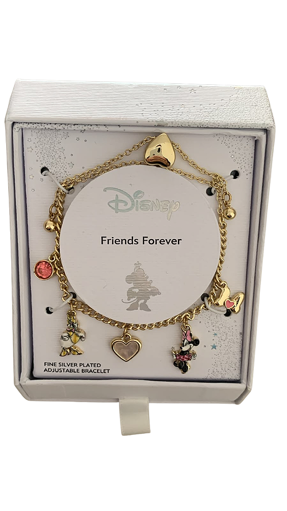 Pulseira Disney Friends Forever Ajustável com Pingentes Minnie & Daisy