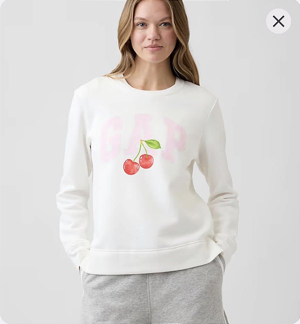 Moletom Feminino GAP Cherry Print – Off White -Tam:M