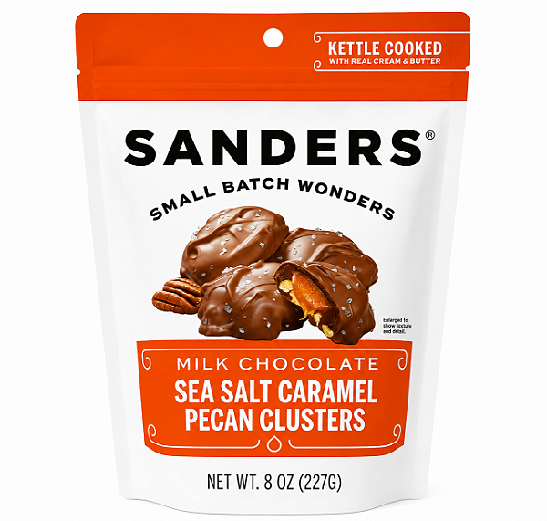 Sanders Milk Chocolate Sea Salt Caramel Pecan Clusters – 227g