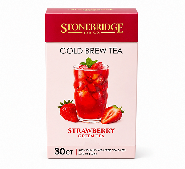 Chá Stonebridge Strawberry Green Tea Cold Brew – 30 Sachês