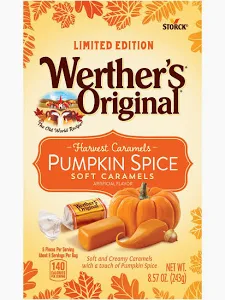 Caramelo Werther’s Original Pumpkin Spice Soft Caramels – Edição Limitada 243g