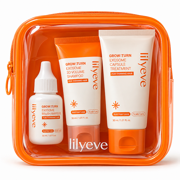Kit Capilar lilyeve GROW:TURN Exosome 3-Step Trial Kit – Shampoo + Tratamento + Ampola – 3 Produtos