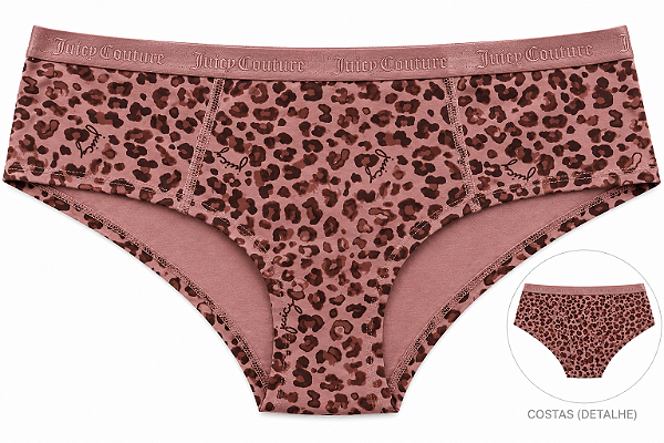 Calcinha Feminina Juicy Couture Algodão Animal Print Cós Elástico – Tam:GG