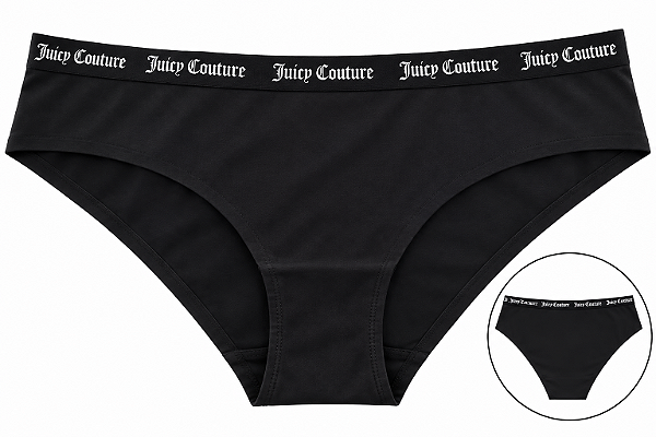 Calcinha Feminina Juicy Couture Sem Costura Preta Cós elástico– Tam:M