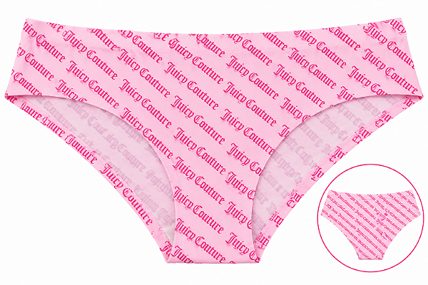 Calcinha Feminina Juicy Couture Sem Costura Rosa Claro Monogramada V– Tam:G