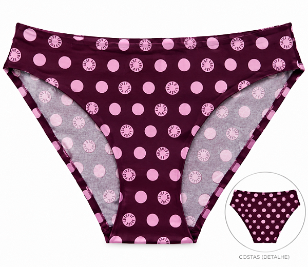 Calcinha Feminina Juicy Couture Sem Costura Bordô Bolinhas V– Tam:G