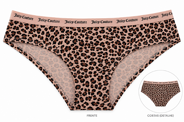 Calcinha Feminina Juicy Couture Algodão com Costura Animal Print – Tam:M