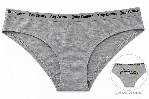 Calcinha Feminina Juicy Couture Algodão com Costura Cinza – Tam:M