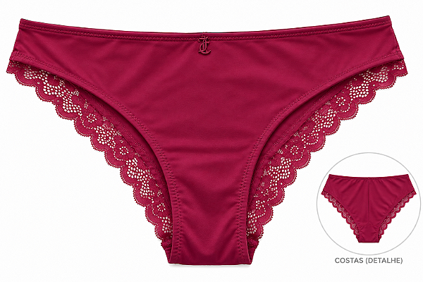 Calcinha Feminina Juicy Couture Bordô detalhe em renda - Tam:M