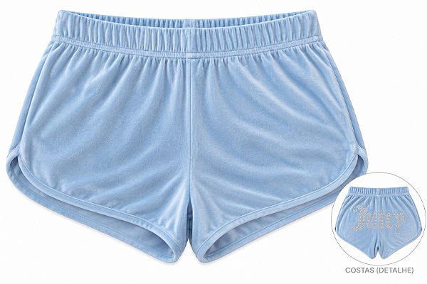 Short Feminino Juicy Couture Azul Claro com Strass - Tam: M