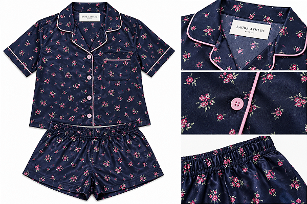 Pijama Feminino Laura Ashley Floral – Camisa Manga Curta + Shorts - Tam: G