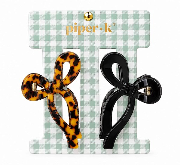 Kit 2 Piranhas de Cabelo Laço Piper K – Presilhas Tartaruga e Preta
