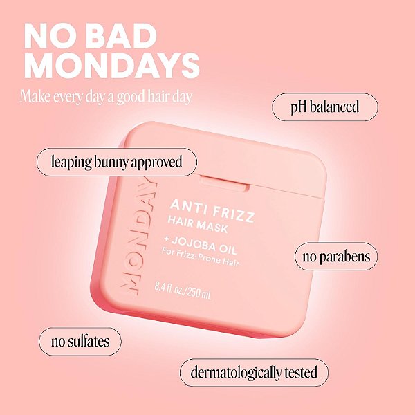 Máscara Capilar MONDAY Haircare Anti-Frizz com Óleo de Jojoba – 250ml