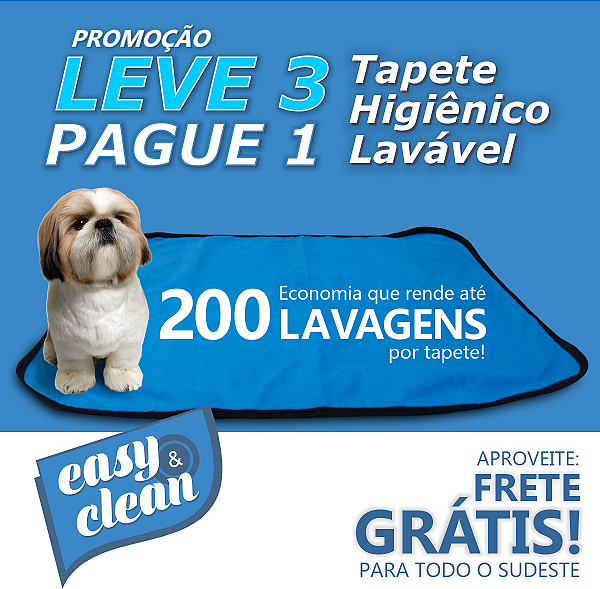 Leve 03 Pague 01 Tapete Higiênico Lavável Super Premium de Alta absorção Tamanho 80x60