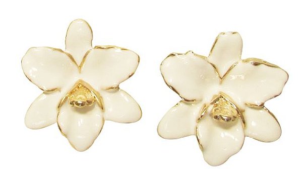 BRINCO FLOR ESMALTADO BRANCO