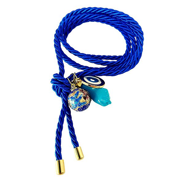 CORDA AZUL COM PINGENTES