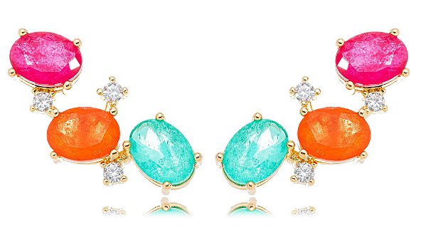 BRINCO EAR CUFF CRISTAIS COLOR - SHINE