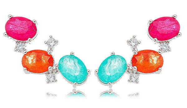 BRINCO EAR CUFF CRISTAIS COLOR - SHINE