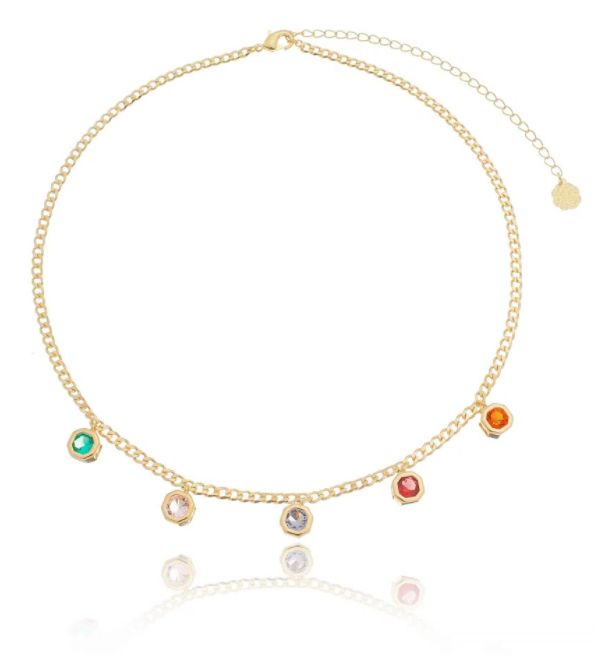 COLAR PIGENTE ZIRCÔNIA COLORIDA