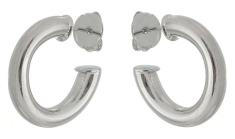 BRINCO ARGOLA GROSSA PEQUENA RODIO BRANCO