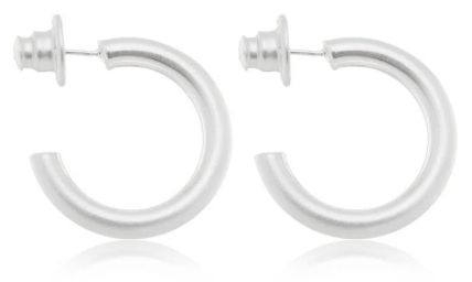 BRINCO ARGOLA FOSCA PEQUENA RODIO BRANCO