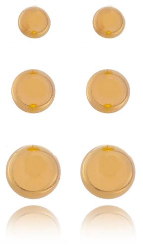 KIT TRÊS BRINCOS MEIA ESFERA DOURADO