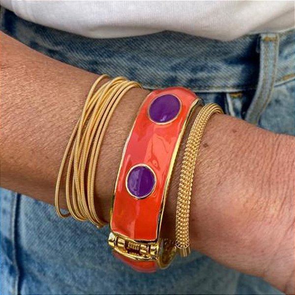 MIX DE PULSEIRAS -  1 ESMALTADA +  2 DOURADAS
