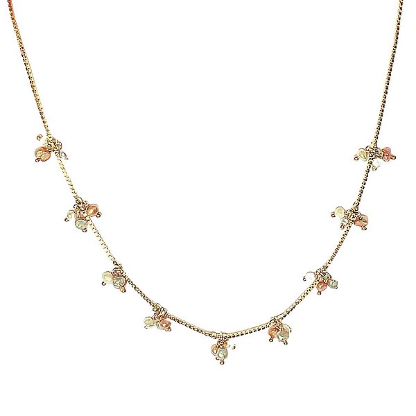 COLAR DOURADO COM PEROLAS MULTICOLORIDAS