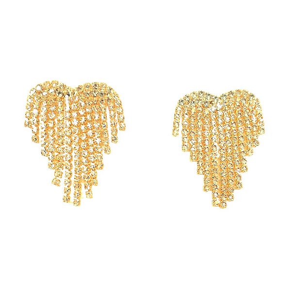 BRINCO STRASS CORAÇÃO DOURADO