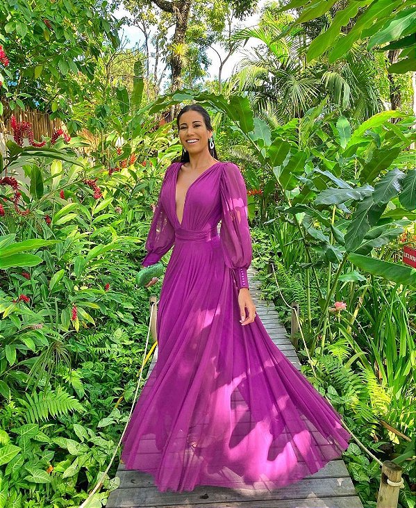 Vestido Longo Atena Púrpura