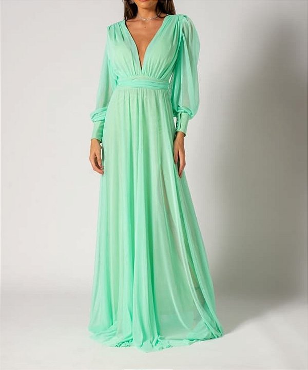 Vestido Longo Atena Verde Menta