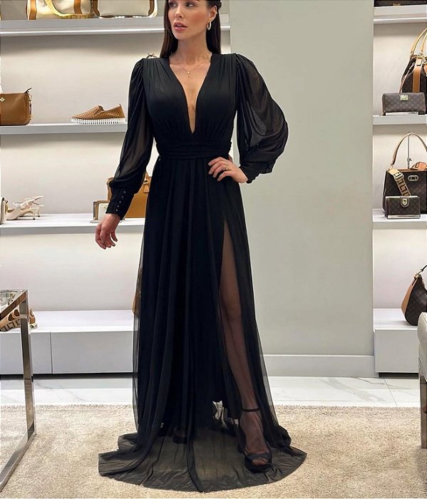 Vestido Longo Atena Preto