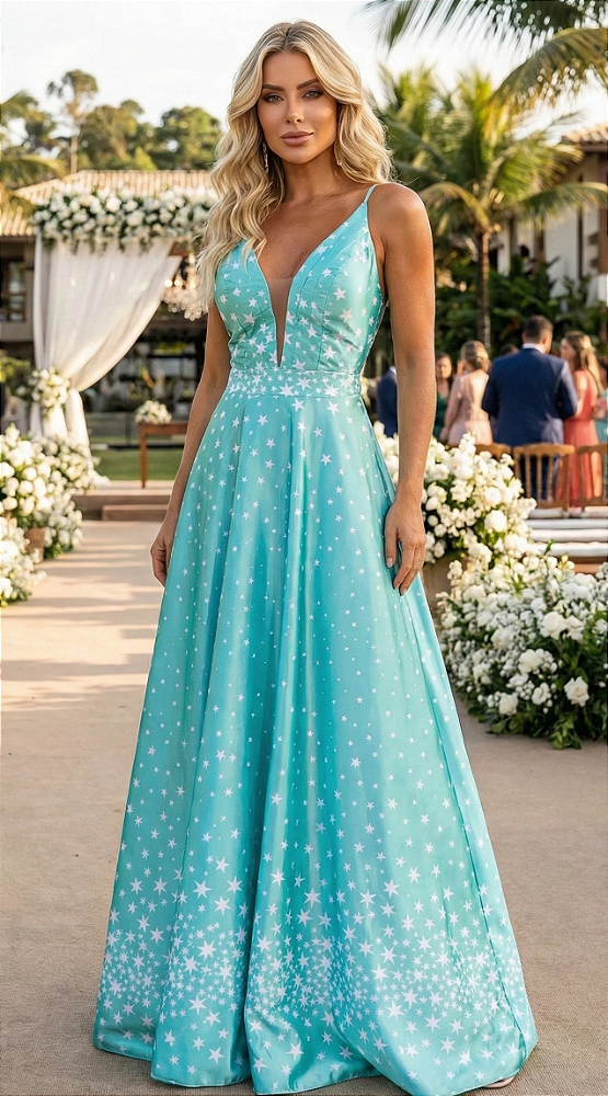 Vestido Longo Serena Estampado Verde