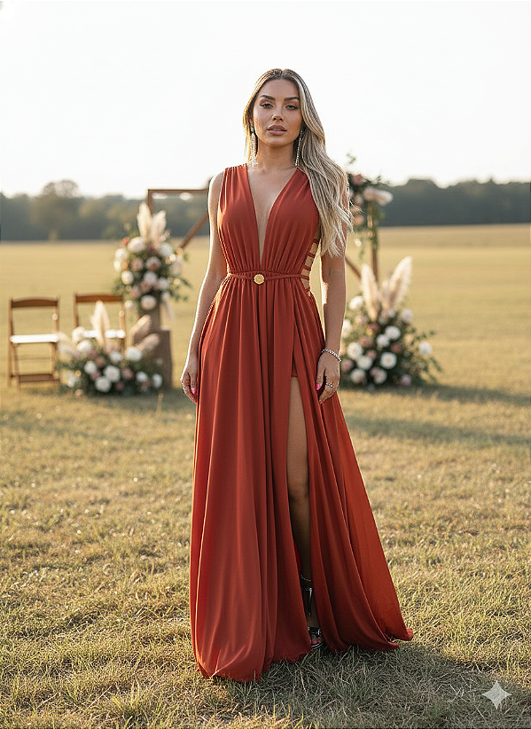 Vestido Longo Hillary Terracota