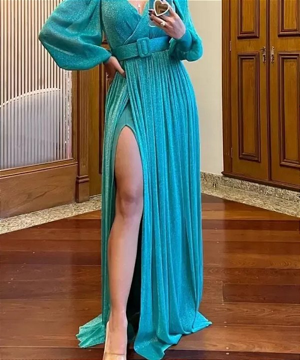 Vestido Longo Bruna Verde Bandeira