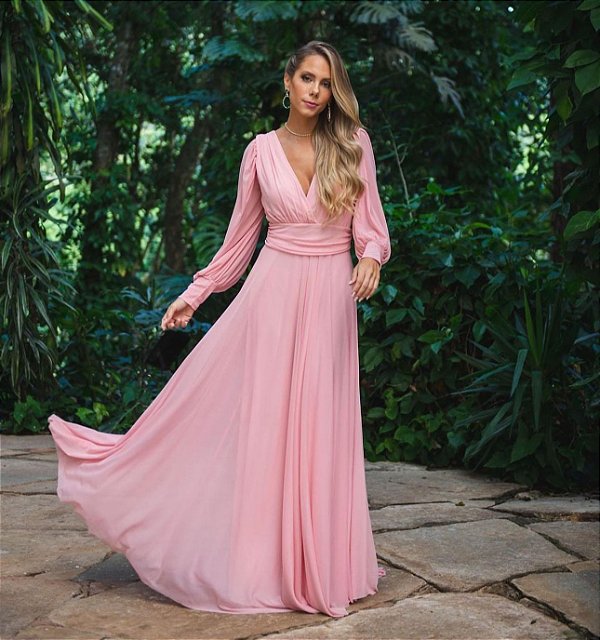 Vestido Longo Atena Rosa