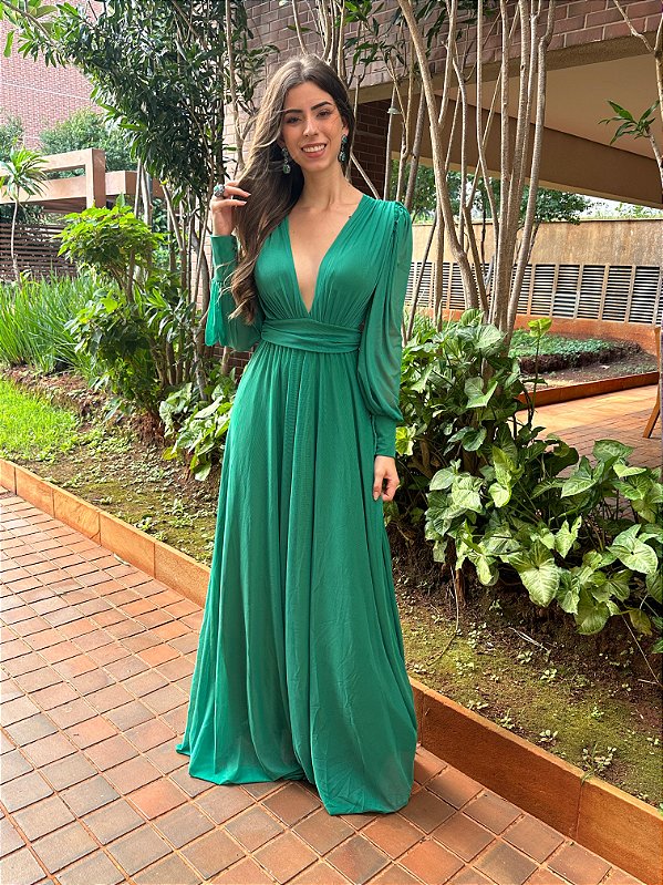Vestido Longo Atena Verde Bandeira