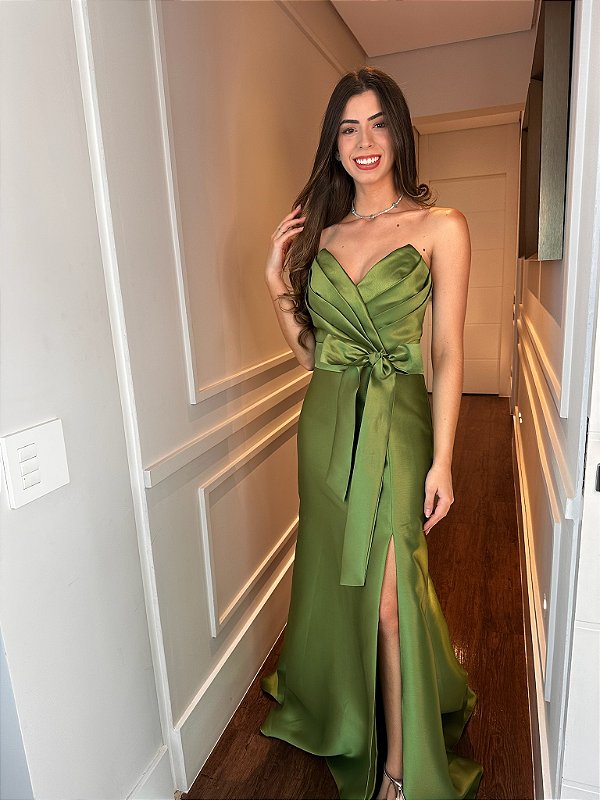 Vestido Longo Natacha Verde Oliva