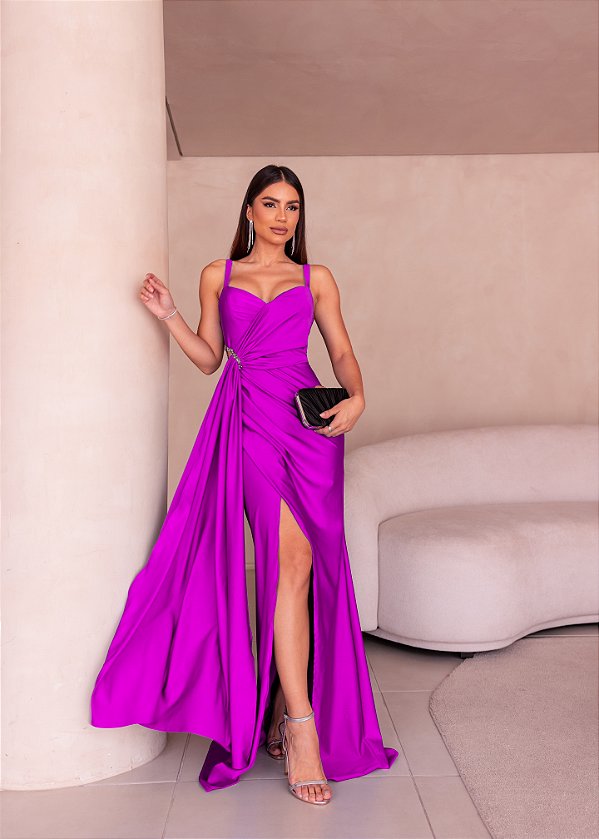 Vestido longo Greta Fúcsia