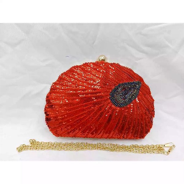 Clutch em Paetê Pavão Vermelha