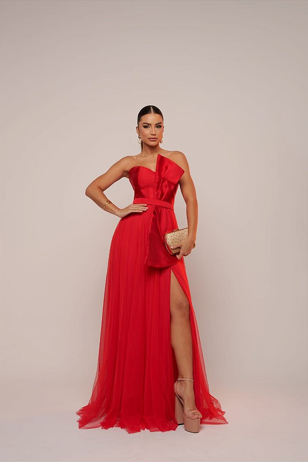 Vestido Longo Laço Vicenza Vermelho