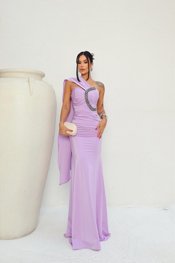 Vestido longo Nayane Lilás