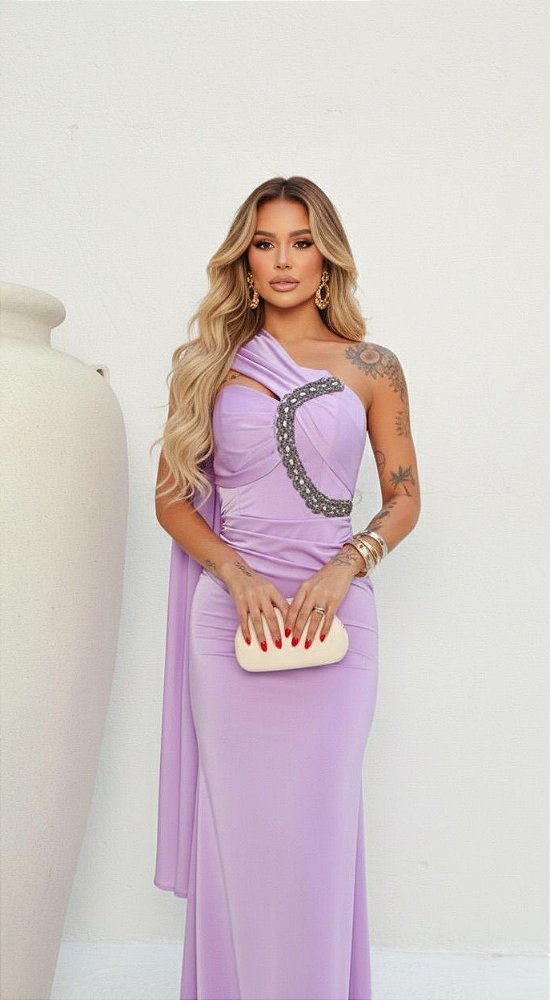 Vestido longo Nayane Lilás