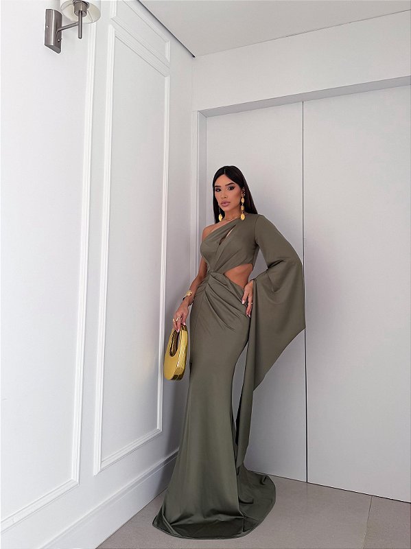 Vestido Longo Romana Verde Oliva