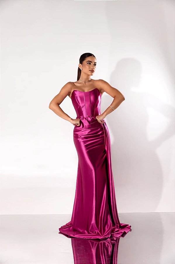Vestido Longo Aurora Fúscia