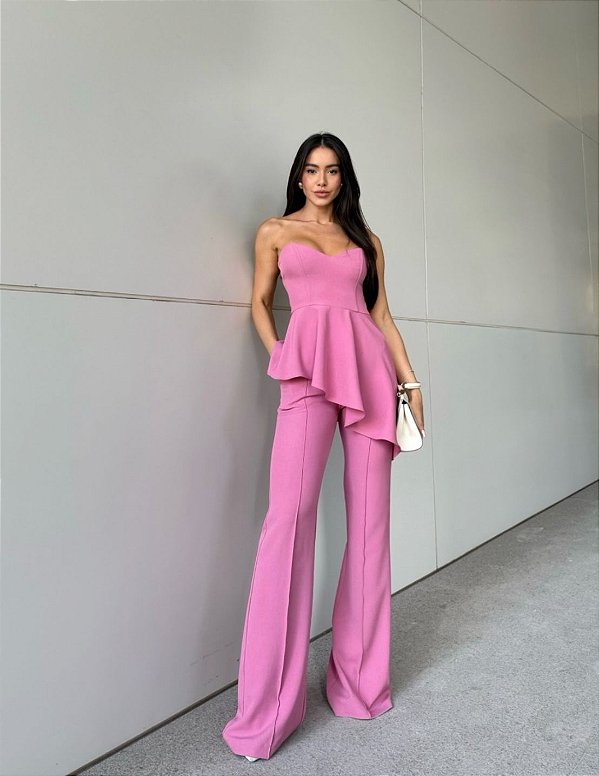 Conjunto Alfaiataria Jade Rosa Elegante